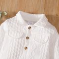 Solid Imitation Knitting Lapel Long-sleeve Baby Jumpsuit White