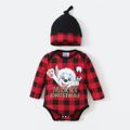 PAW Patrol 2-piece Little Boy/Girl Christmas Cotton Plaid Bodysuit and Hat Red image 3