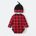 PAW Patrol 2-piece Little Boy/Girl Christmas Cotton Plaid Bodysuit and Hat Red