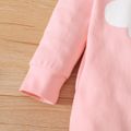 Cartoon Rainbow and Cloud Print Pink Long-sleeve Baby Cotton Jumpsuit Pink