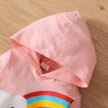 Cartoon Rainbow and Cloud Print Pink Long-sleeve Baby Cotton Jumpsuit Pink