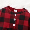 Christmas Red Plaid Cotton Long-sleeve Baby Jumpsuit Red