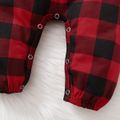 Christmas Red Plaid Cotton Long-sleeve Baby Jumpsuit Red