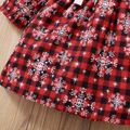 Christmas All Over Snowflake Print Red Plaid Long-sleeve Baby Dress Red