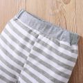 2-piece Baby Girl/Boy Striped Button Design Hoodie Sweatshirt and Pants Set Grey