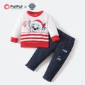 PAW Patrol 2-piece Little Boy Christmas Stripe Sweatshirt and Denim Pants Set White