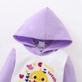Baby Shark 2-piece Baby Girl Colorblock Cotton Hooded Sweatshirt and Solid Pants Set Light Purple