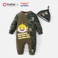 Baby Shark 2-piece Baby Boy Cotton Camouflage Jumpsuit with Hat Army green