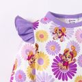 PAW Patrol Baby Girl White/Purple Daisy Floral Print Ruffle Long-sleeve Romper White
