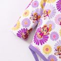 PAW Patrol Baby Girl White/Purple Daisy Floral Print Ruffle Long-sleeve Romper White