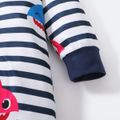 Baby Shark Baby Boy Colorblock and Striped Long-sleeve Jumpsuit Navy