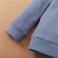 2-piece Toddler Boy/Girl Waffle Solid Color Pocket Design Long-sleeve Top and Pants Set Blue