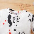 Father's Day Baby Boy/Girl All Over Mustache and Love Heart Print Short-sleeve Romper White