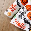 Halloween 3pcs Baby Girl 95% Cotton Layered Frill Trim Pants and Long-sleeve Allover Print Top with Headband Set Orange