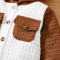 Baby Boy/Girl Long-sleeve Colorblock Textured Button Front Hooded Jumpsuit Brown