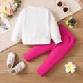 2pcs Baby Girl Long-sleeve Graphic Sweatshirt and Solid High Waist Leggings Pants Set Hot Pink image 2