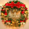 Christmas Wreath Garland with Bowknot Bells Merry Christmas Front Door Ornament for Christmas Party Decor Front Door Window Light Green