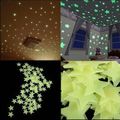 100pcs/200pcs Star Fluorescent Glow In the dark Wall Stickers for Kids Room living room Decal Green