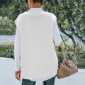 Solid Sleeveless V Neck Cable Knit Sweater Vest White