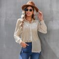 Nursing Solid Button Up Long-sleeve Shirt Apricot