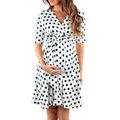 Pretty Dotted Half-sleeve Maternity Dress White
