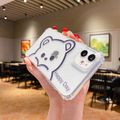 Cute Cartoon Bear Couples Soft Clear TPU Phone Case For iphone 12 11 Pro Max 12 MiNi 7 8 Plus X XS Max XR Funny Back Cover Case White