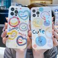 Cute Smiley Pattern Silicone Phone Case for IPhone 12 Pro Max 11 X XR XS Max 8 7 Plus Blu ray TPU Shockproof Shell White