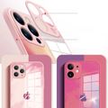 Original Liquid Silicone Tempered Glass Case For iPhone 11 12 Pro Max XS XR X 8 7 6 6s Plus Lens Protection Cover Light Pink image 2