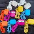Chain Candy Fluorescent Color Airpods pro Protective Cover for Airpods 1 2 Silicone Earphone Shell White
