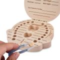 Wooden Baby Tooth Box Keepsake Tooth Organizer Storage Container for Teeth & Lanugo & Umbilical Cord Pale Yellow image 5