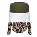 Maternity Round collar Leopard Color block Long-sleeve Nursing Tee Brown image 2