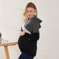 Trendy Contrast Maternity Long-sleeve Hoodie Grey image 4
