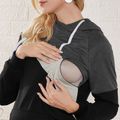 Trendy Contrast Maternity Long-sleeve Hoodie Grey