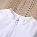 100% Cotton Solid Zipper Design Long-sleeve Baby Jumpsuit White