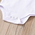 100% Pretty 3pcs Letter Print Ruffle Decor Short-sleeve Baby Set White