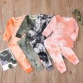 Ribbed 2pcs Tie Dyed Long-sleeve Baby Set Pink image 2
