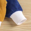 Colorblock Corduroy Long-sleeve Baby Hooded Coat Jacket Yellow