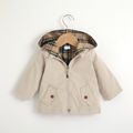 100% Cotton Baby Solid Long-sleeve Hooded Windbreaker Coat Jacket Beige image 1