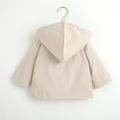 100% Cotton Baby Solid Long-sleeve Hooded Windbreaker Coat Jacket Beige image 5
