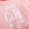 100% Cotton Letter Print Solid Long-sleeve Hooded Baby Sweatshirt Pink image 5