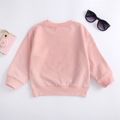 Baby-Langarm-Sweatshirt aus 100% Baumwolle mit Regenbogen- und Buchstabendruck rosa