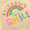 100% Cotton Rainbow and Letter Print Baby Long-sleeve Sweatshirt Beige