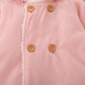 100% Cotton Baby Pink Thickened Fleece Lined Long-sleeve Hooded Double Breasted Outwear Pink image 3