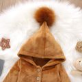 Baby Girl/Boy 100% Cotton Big Pompom Design Hooded Fuzzy Jacket Lemonyellow image 3