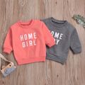 100% Cotton Letter Print Long-sleeve Baby Pullovers Pink image 2