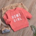 100% Cotton Letter Print Long-sleeve Baby Pullovers Pink image 3