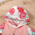 Baby Letter and Floral Print Long-sleeve Hooded Jumpsuit Multi-color