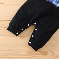 100% Cotton Baby Boy Tie Dye Plaid Short-sleeve Faux-two Gentleman Bow Tie Jumpsuit Multi-color
