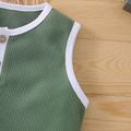 2pcs Toddler Boy/Girl Basic Waffle Tank Top and Shorts Set Army green image 5