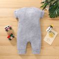 Baby Boy 95% Cotton Short-sleeve Fist & Letter Print Grey Jumpsuit Lightgrey